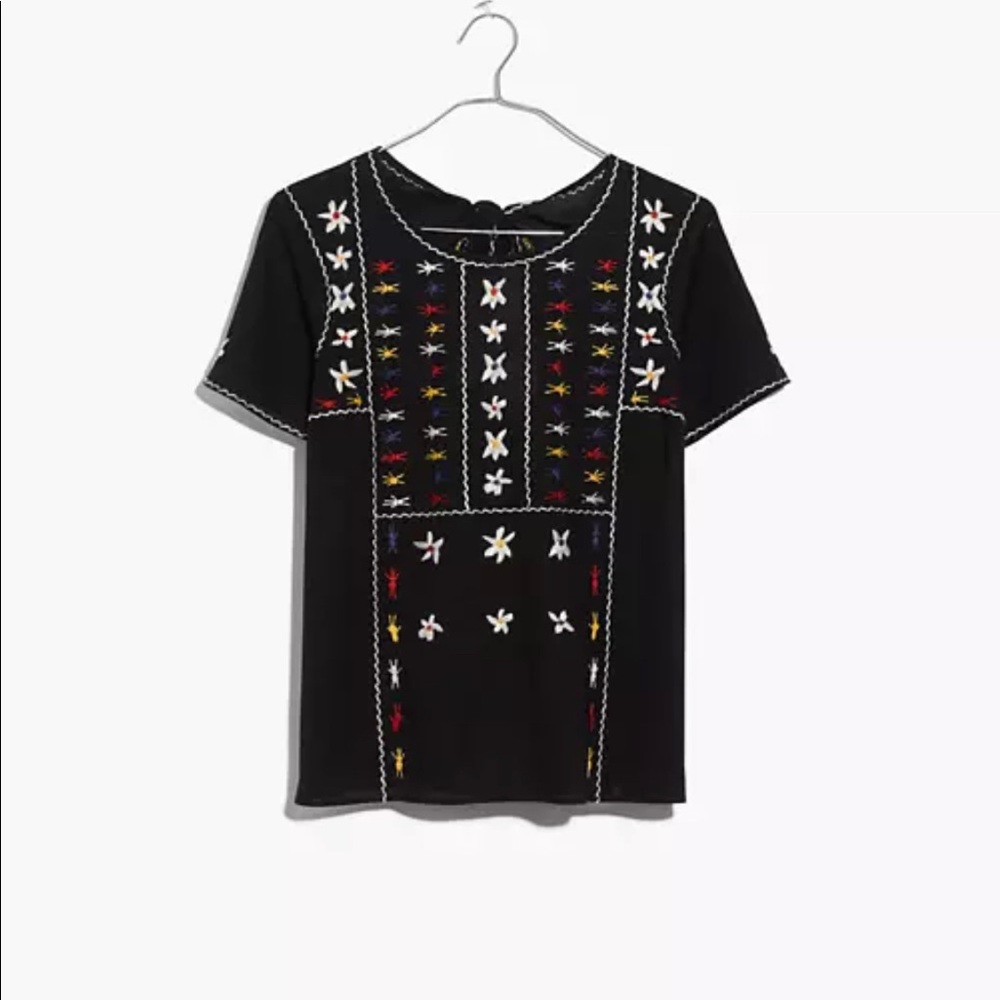 Madewell Embroidered Tie-Back Cutout Top Large